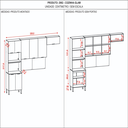 Ver imagem 3 de Cozinha Completa Modulada 5 Peças 10 Portas 3 Gavetas com Tampo e Painel Ripado Central Glam Bege/Freijó/Vanilla/Cp