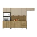 Ver imagem 2 de Cozinha Completa Modulada 5 Peças 10 Portas 3 Gavetas com Tampo e Painel Ripado Central Glam Bege/Freijó/Vanilla/Cp