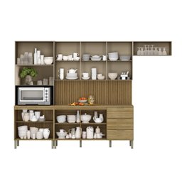 Cozinha Completa 5 Peças 10 Portas 3 Gavetas com Tampo e Painel Ripado Central Glam - 6