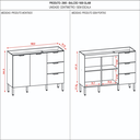 Ver imagem 4 de Cozinha Completa Modulada 5 Peças 10 Portas 3 Gavetas com Tampo e Painel Ripado Central Glam Bege/Freijó/Vanilla/Cp