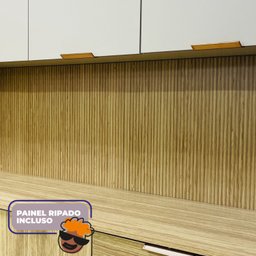 Cozinha Completa 5 Peças 10 Portas 3 Gavetas com Tampo e Painel Ripado Central Glam - 8