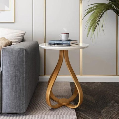 Mesa de Apoio Lateral 45cm x 45cm x 70cm Rubi Branco