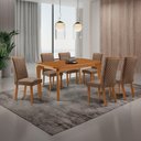 Ver imagem 1 de Mesa de Jantar Liz 6 Lugares MDF Cadeiras Lira Veludo Capuccino 180cm Moderna