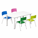 Ver imagem 2 de Jogo de Mesa Infantil 120 com 4 Cadeiras Resistente Coloridas Escola Creche Refeitório