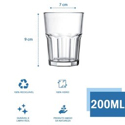 Jogo 6 Copos 200ml para Suco Água e Refrigerante Nadir Figueiredo em Vidro Transparente - 5