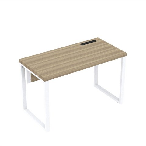 Estação de Trabalho Mesa Plataforma Escritório Tubular para 1 Pessoa com Caixa de Tomada PE40TUB Marrom/Marromle/Branco