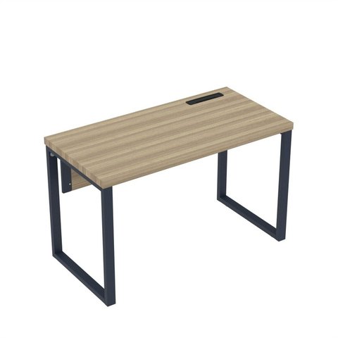 Estação de Trabalho Mesa Plataforma Escritório Tubular para 1 Pessoa com Caixa de Tomada PE40TUB Marrom/Marromle/Azul