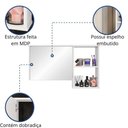 Ver imagem 3 de Espelheira para Banheiro Lotus 1 Porta 1 Prateleira MDP com Espelho 80cm Branca Movelove