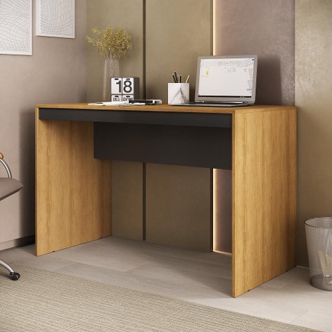 Mesa Escrivaninha de Escritório Office 118cm Pequim M001180 Cor Lâmina Mel/Preto - Ozini Móveis