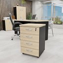 Ver imagem 5 de Conjunto 4 Peças com Mesa para Escritório, Gaveteiro e 2 Armários Carvalho Preto Bege