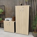 Ver imagem 3 de Kit 4 Peças com Mesa para Escritório, Gaveteiro e 2 Armários