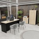 Ver imagem 7 de Conjunto 4 Peças com Mesa para Escritório, Gaveteiro e 2 Armários Carvalho Preto Bege