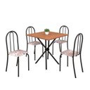 Ver imagem 2 de Conjunto de Mesa Tubular 70x70cm Tampo em MDF com 4 Cadeiras Ane B Preto/Botanic Bege