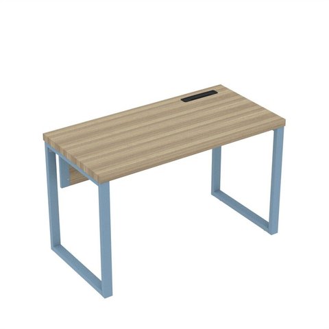 Estação de Trabalho Mesa Plataforma Escritório Tubular para 1 Pessoa com Caixa de Tomada PE40TUB Marrom/Marromle/Azul