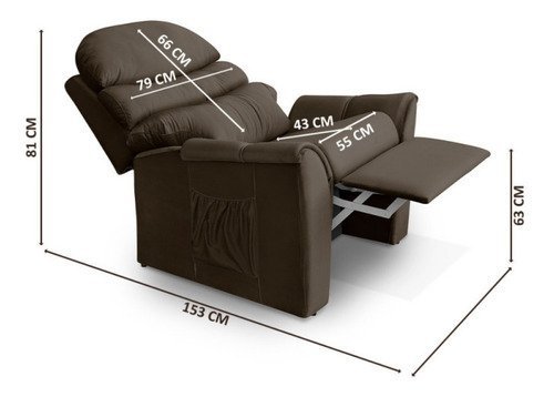 Poltrona Cadeira do Papai Reclinável Grande Confortavel Suede Marrom - 4