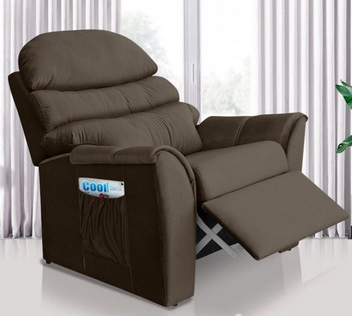 Poltrona Cadeira do Papai Reclinável Grande Confortavel Suede Marrom - 1