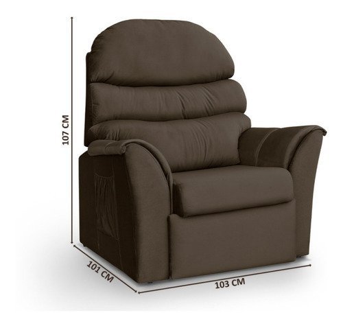 Poltrona Cadeira do Papai Reclinável Grande Confortavel Suede Marrom - 3