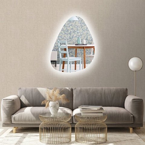 Espelho orgânico decorativo iluminado com led frio 55x77cm