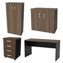 Ver imagem 6 de Kit 4 Peças com Mesa para Escritório, Gaveteiro e 2 Armários