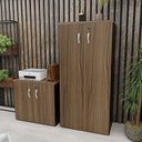 Ver imagem 3 de Kit 4 Peças com Mesa para Escritório, Gaveteiro e 2 Armários