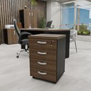 Ver imagem 4 de Kit 4 Peças com Mesa para Escritório, Gaveteiro e 2 Armários