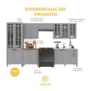 Ver imagem 5 de Armário de Cozinha Modulada Completa Fidelitá Nara 100% MDF 6 Peças 360cm 16 Portas 2 Gavetas sem