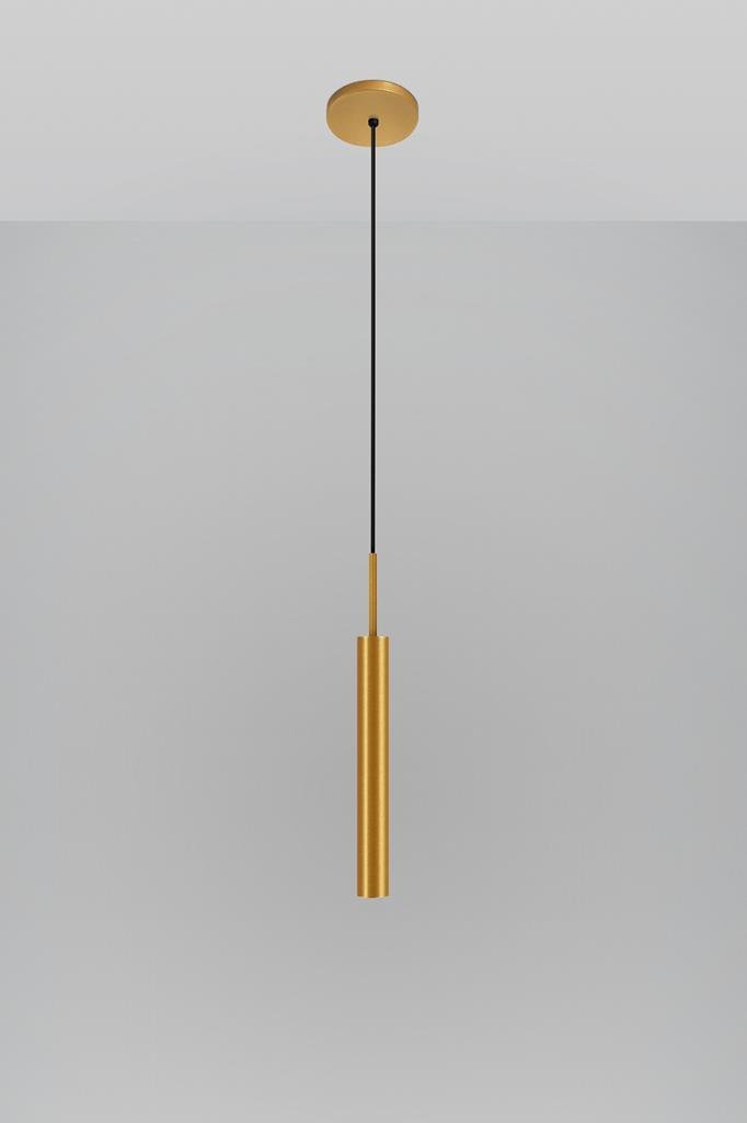 Pendente Luminária Teto Tubo Sala Quarto Cama Dourado 40cm - 2