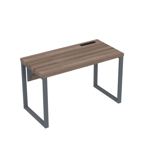 Estação de Trabalho Mesa Plataforma Escritório Tubular para 1 Pessoa com Caixa de Tomada PE40TUB Marrom/Walnut/Grafito