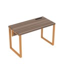 Ver imagem 1 de Estação de Trabalho Mesa Plataforma Escritório Tubular para 1 Pessoa com Caixa de Tomada PE40TUB Marrom/Walnut/Laranja