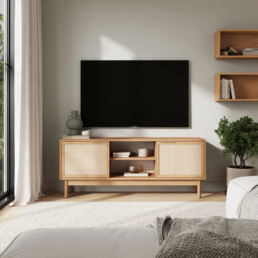 Rack Kaki para TV 55 Polegadas 100% MDF 135cm 2 Portas com Nicho Telinha Portuguesa Tauari  Casavee