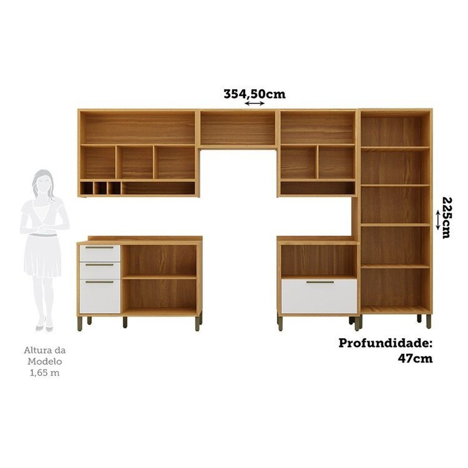 Cozinha Modulada Completa 6 Peças 12 Portas e Vidro Reflecta 100% Mdf Vicenza Espresso Móveis - 3