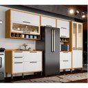 Ver imagem 1 de Cozinha Completa Modulada 100% MDF 6 Peças 12 Portas 4 Gavetas e Vidro 354cm Vicenza Espresso Móveis Branco/Amêndoa