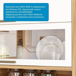 Cozinha Modulada Completa 6 Peças 12 Portas e Vidro Reflecta 100% Mdf Vicenza Espresso Móveis - 6