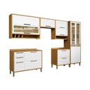 Ver imagem 3 de Cozinha Completa Modulada 100% MDF 6 Peças 12 Portas 4 Gavetas e Vidro 354cm Vicenza Espresso Móveis Branco/Amêndoa