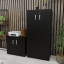 Ver imagem 3 de Conjunto 4 Peças com Mesa para Escritório, Gaveteiro e 2 Armários Preto