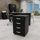 Ver imagem 4 de Conjunto 4 Peças com Mesa para Escritório, Gaveteiro e 2 Armários Preto