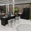 Ver imagem 2 de Conjunto 4 Peças com Mesa para Escritório, Gaveteiro e 2 Armários Preto