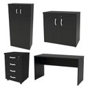Ver imagem 6 de Conjunto 4 Peças com Mesa para Escritório, Gaveteiro e 2 Armários Preto