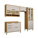 Ver imagem 3 de Cozinha Compacta Modulada 100% MDF 4 Peças 9 Portas 3 Gavetas e Vidro 274cm Vicenza Espresso Móveis Bege/Amêndoa/Off White