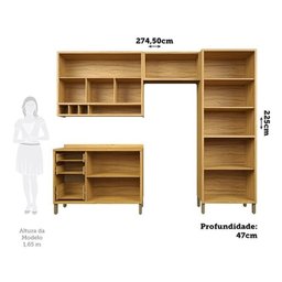 Cozinha Compacta 4 Peças com 9 Portas Vidro e Tampo 274cm 100% Mdf Vicenza Espresso Móveis - 4