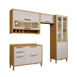 Cozinha Compacta 4 Peças com 9 Portas Vidro e Tampo 274cm 100% Mdf Vicenza Espresso Móveis - 3