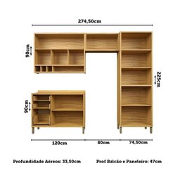 Cozinha Compacta 4 Peças com 9 Portas Vidro e Tampo 274cm 100% Mdf Vicenza Espresso Móveis - 5