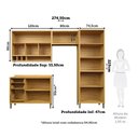 Ver imagem 4 de Cozinha Compacta Modulada 100% MDF 4 Peças 9 Portas 3 Gavetas e Vidro 274cm Vicenza Espresso Móveis Bege/Amêndoa/Off White