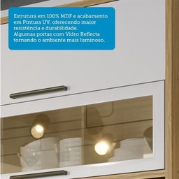 Cozinha Compacta 4 Peças com 9 Portas Vidro e Tampo 274cm 100% Mdf Vicenza Espresso Móveis - 6