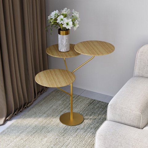 Mesa Lateral de Canto Trieste 100% MDF 65cm x 57cm x 57cm Marrom