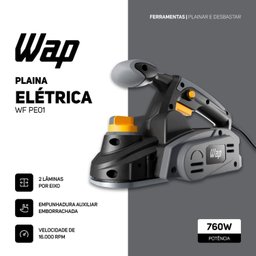 Plaina Elétrica Wf Pe01 com Empunhadura Emborrachada, Ajuste de Profundidade, 760w 127v Wap - 9