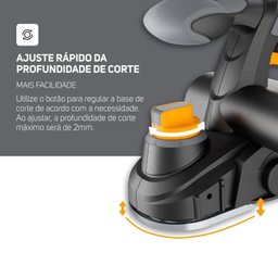 Plaina Elétrica Wf Pe01 com Empunhadura Emborrachada, Ajuste de Profundidade, 760w 127v Wap - 10