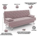 Ver imagem 4 de Sofá Cama para Sala de Estar Quarto 193cm Lia M03 Veludo Rosê - Lyam Decor