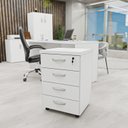 Ver imagem 4 de Kit 4 Peças com Mesa para Escritório, Gaveteiro e 2 Armários