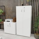 Ver imagem 3 de Kit 4 Peças com Mesa para Escritório, Gaveteiro e 2 Armários